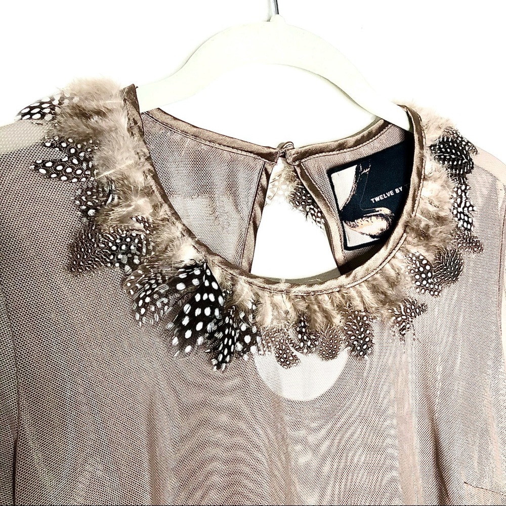 Twelve by Twelve Feather Collar Top